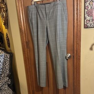 Women’s Banana Republic Grey Windowpane Dress Pants, Logan Fit, size 14S